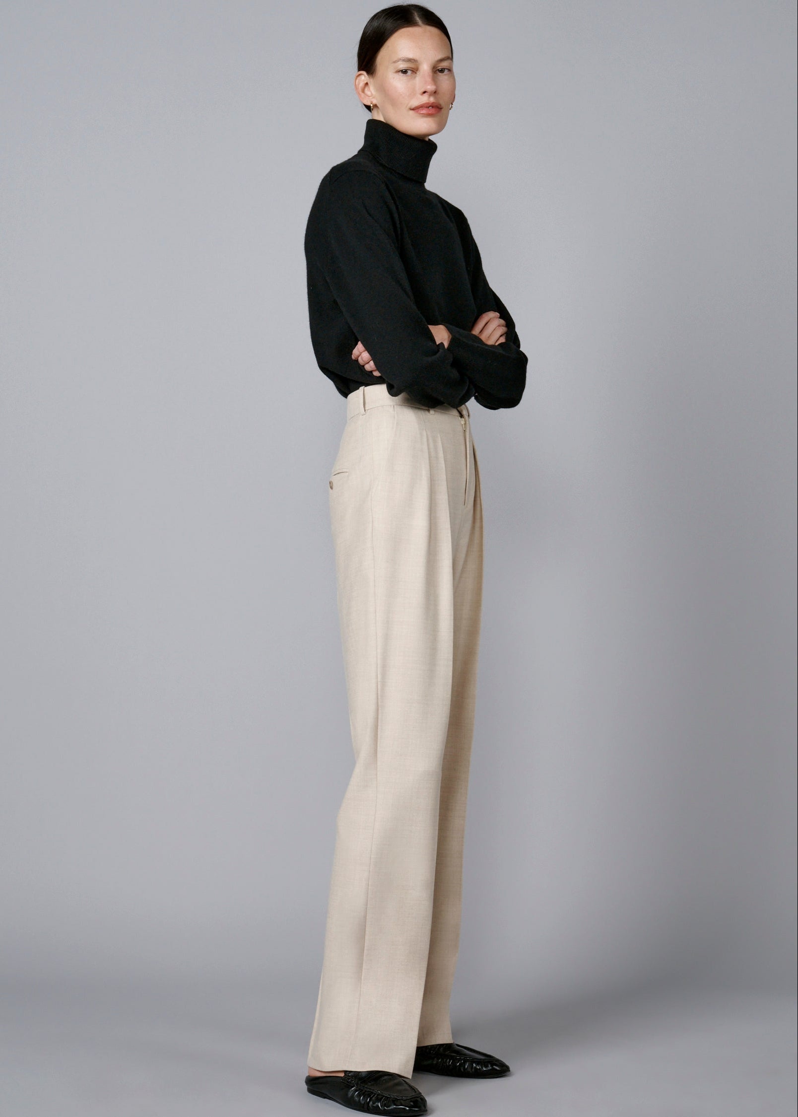 Loro Piana ベージュ スリムフィット パンツ 38 THE LONG LEGGED PANTS IN LORO PIANA FINE WOOL CREAM – ORIANE 1986