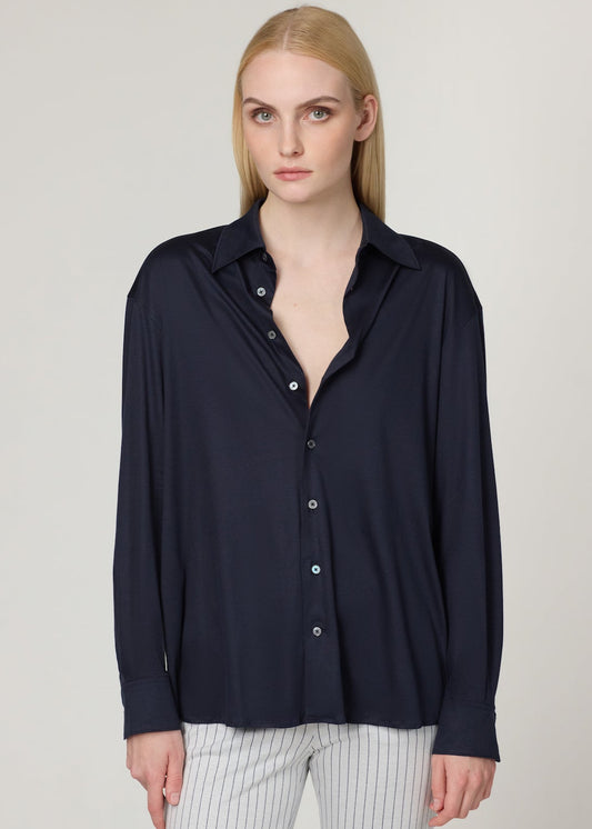 THE BOYFRIEND SHIRT IN JERSEY NAVY