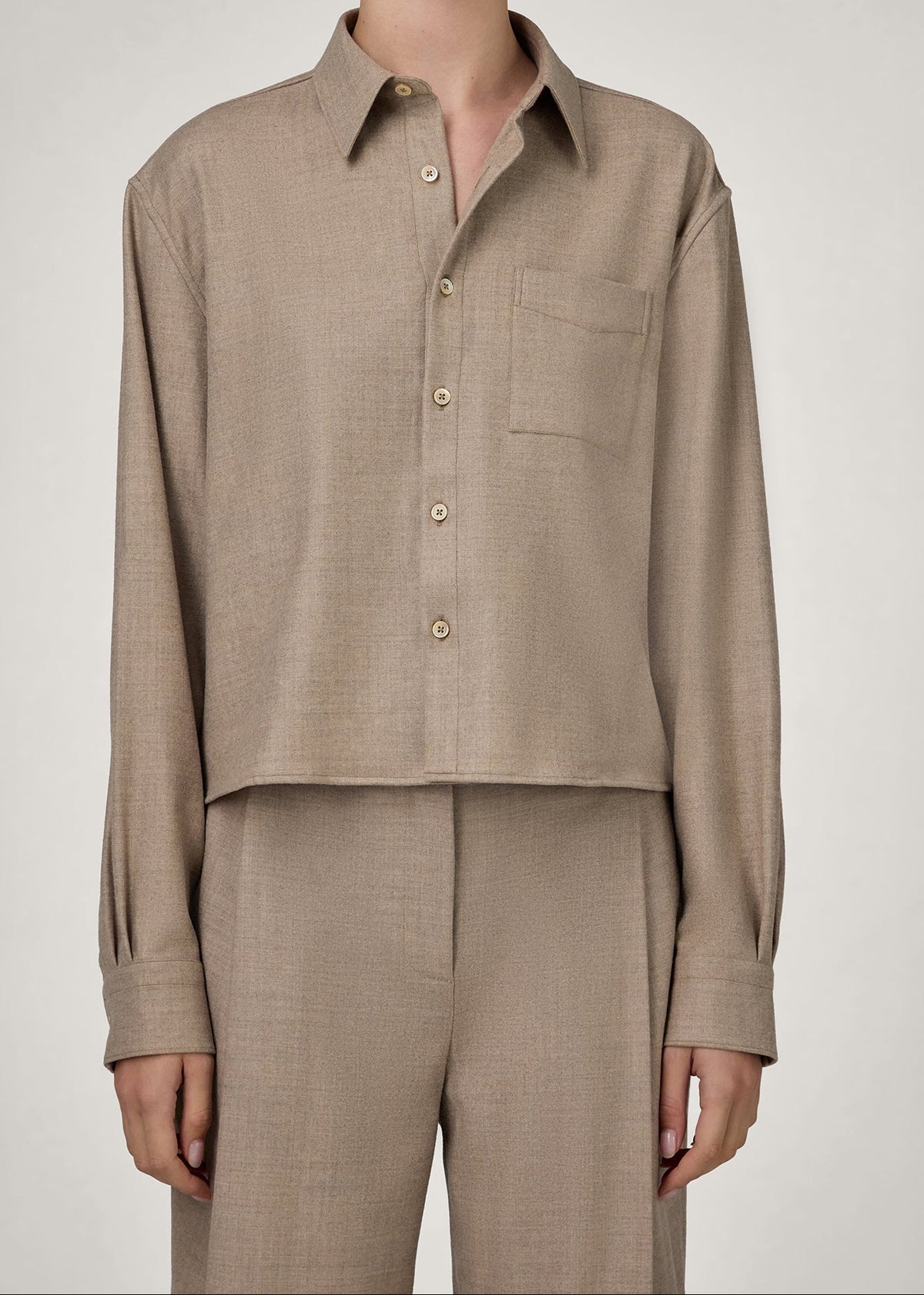 The Crop Shirt in Beige