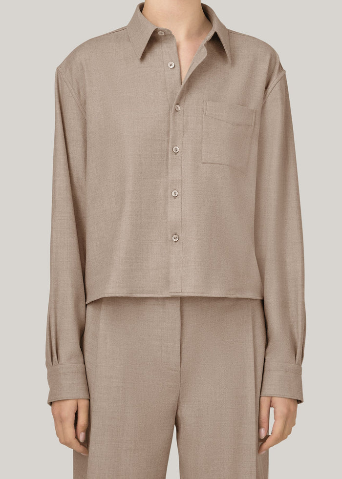 The Crop Shirt in Beige