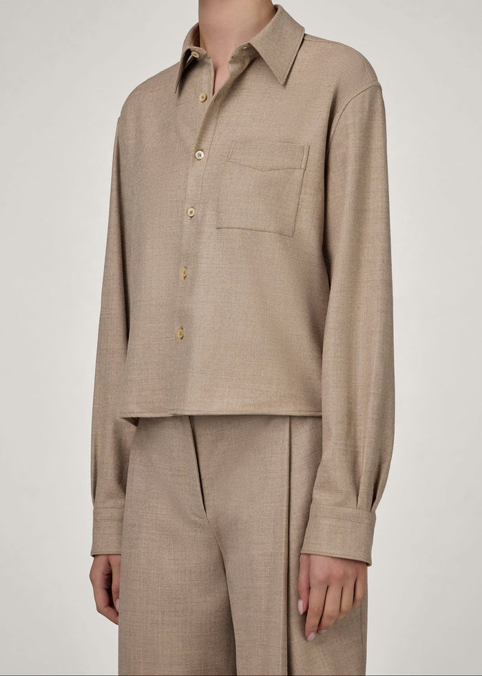 The Crop Shirt in Beige