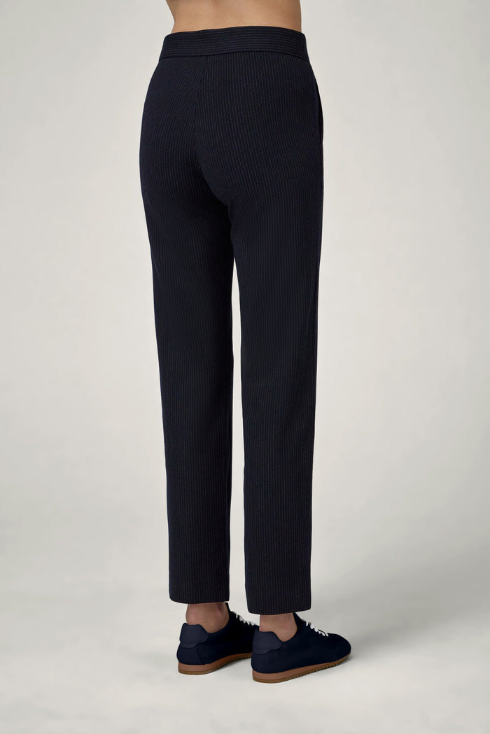 The Universal Pants in Navy Pinstripes