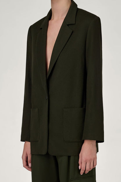 The Relaxed Blazer in Dark Green